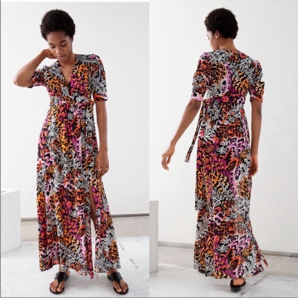 & Other Stories Feather Print Maxi Dress - US